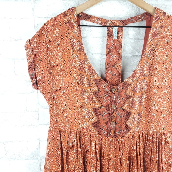 Free People pleated tribal boho tunic | Size S - Picture 2 of 5